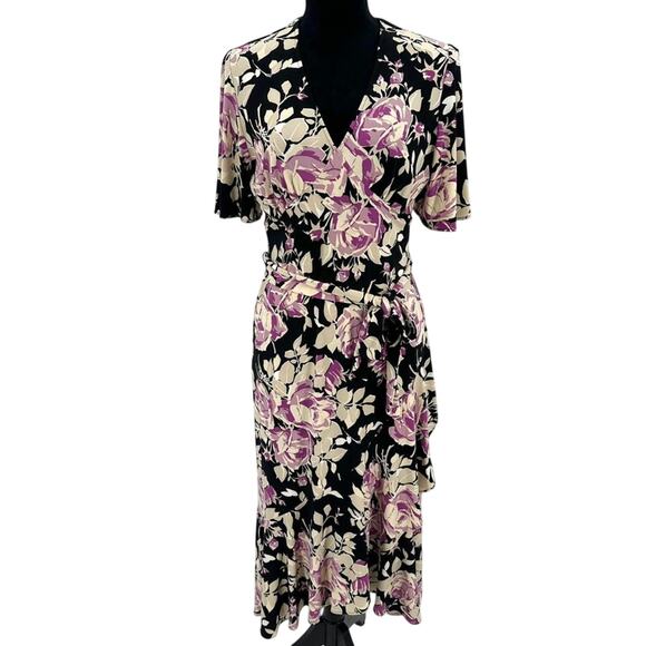 Ralph Lauren Floral Faux Wrap Hi Low V-Neck Wedding Guest Dress - Picture 5 of 10